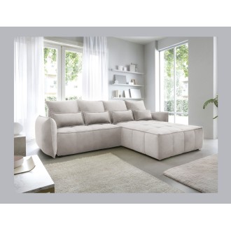 Canapé d'angle LUCAS convertible 4 places beige clair tissu – droit – 265x196cm 