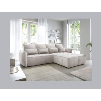 Canapé d'angle LUCAS convertible 4 places beige clair tissu – droit – 265x196cm 