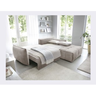 Canapé d'angle LUCAS convertible 4 places beige clair tissu – droit – 265x196cm 