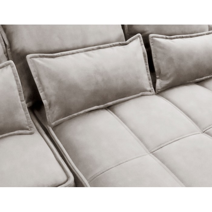 Canapé d'angle LUCAS convertible 4 places beige clair tissu – droit – 265x196cm 