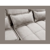 Canapé d'angle LUCAS convertible 4 places beige clair tissu – droit – 265x196cm 