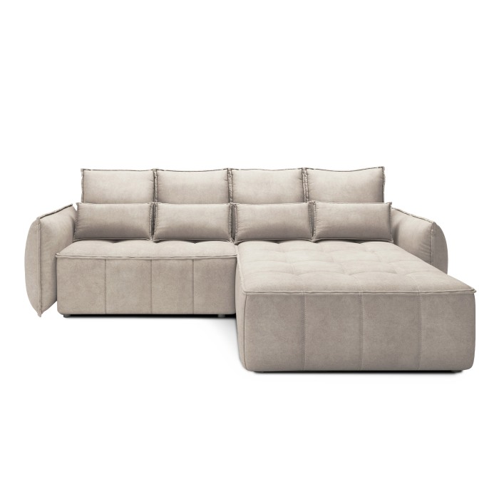 Canapé d'angle LUCAS convertible 4 places beige tissu – droit – 265x196cm 
