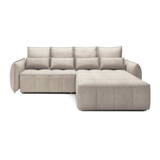 Canapé d'angle LUCAS convertible 4 places beige tissu – droit – 265x196cm 