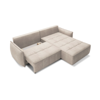 Canapé d'angle LUCAS convertible 4 places beige tissu – droit – 265x196cm 