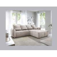 Canapé d'angle LUCAS convertible 4 places beige tissu – droit – 265x196cm 