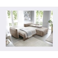 Canapé d'angle LUCAS convertible 4 places beige tissu – droit – 265x196cm 