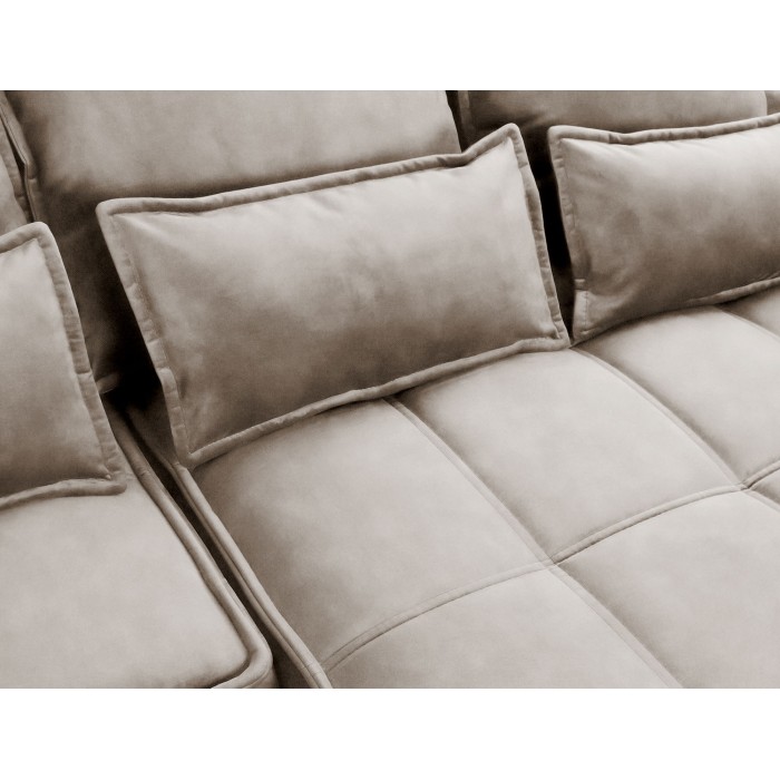 Canapé d'angle LUCAS convertible 4 places beige tissu – droit – 265x196cm 