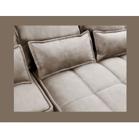 Canapé d'angle LUCAS convertible 4 places beige tissu – droit – 265x196cm 
