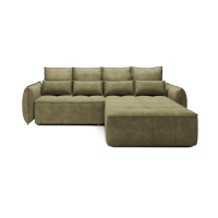 Canapé d'angle LUCAS convertible 4 places vert tissu – droit – 265x196cm 