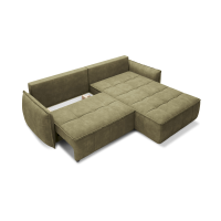 Canapé d'angle LUCAS convertible 4 places vert tissu – droit – 265x196cm 