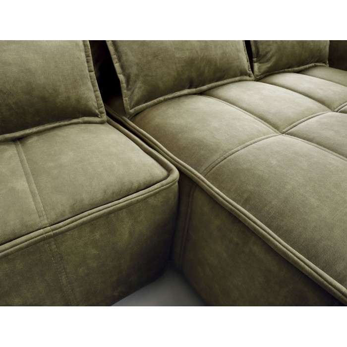Canapé d'angle LUCAS convertible 4 places vert tissu – droit – 265x196cm 