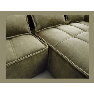 Canapé d'angle LUCAS convertible 4 places vert tissu – droit – 265x196cm 