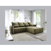 Canapé d'angle LUCAS convertible 4 places vert tissu – droit – 265x196cm 
