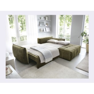 Canapé d'angle LUCAS convertible 4 places vert tissu – droit – 265x196cm 