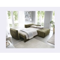 Canapé d'angle LUCAS convertible 4 places vert tissu – droit – 265x196cm 