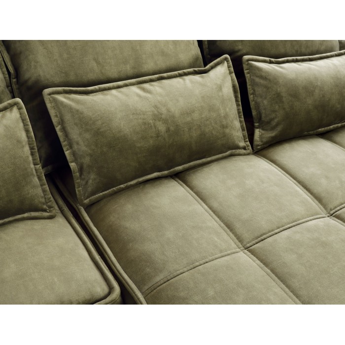Canapé d'angle LUCAS convertible 4 places vert tissu – droit – 265x196cm 