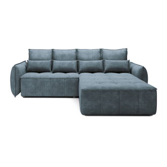 Canapé d'angle LUCAS convertible 4 places bleu clair tissu – droit – 265x196cm 