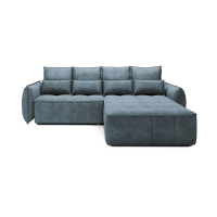 Canapé d'angle LUCAS convertible 4 places bleu clair tissu – droit – 265x196cm 
