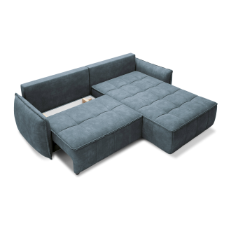 Canapé d'angle LUCAS convertible 4 places bleu clair tissu – droit – 265x196cm 