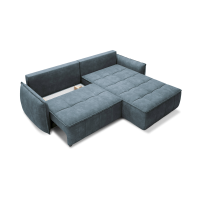 Canapé d'angle LUCAS convertible 4 places bleu clair tissu – droit – 265x196cm 