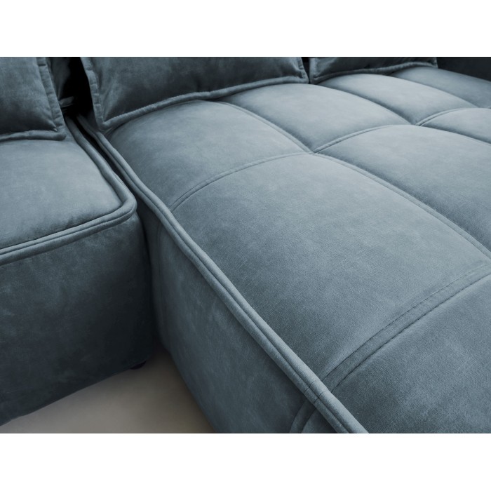Canapé d'angle LUCAS convertible 4 places bleu clair tissu – droit – 265x196cm 