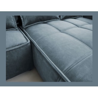Canapé d'angle LUCAS convertible 4 places bleu clair tissu – droit – 265x196cm 