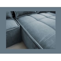 Canapé d'angle LUCAS convertible 4 places bleu clair tissu – droit – 265x196cm 