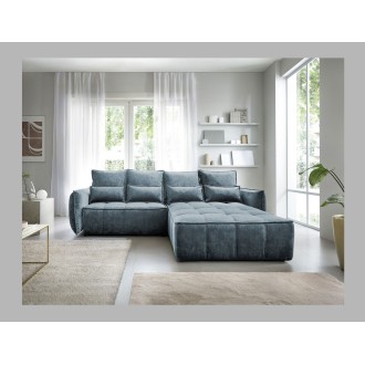 Canapé d'angle LUCAS convertible 4 places bleu clair tissu – droit – 265x196cm 