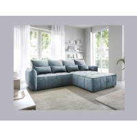 Canapé d'angle LUCAS convertible 4 places bleu clair tissu – droit – 265x196cm 