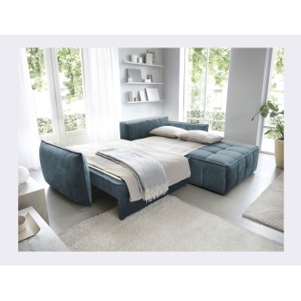 Canapé d'angle LUCAS convertible 4 places bleu clair tissu – droit – 265x196cm 