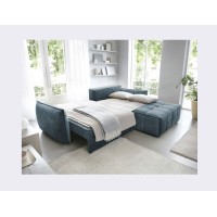 Canapé d'angle LUCAS convertible 4 places bleu clair tissu – droit – 265x196cm 