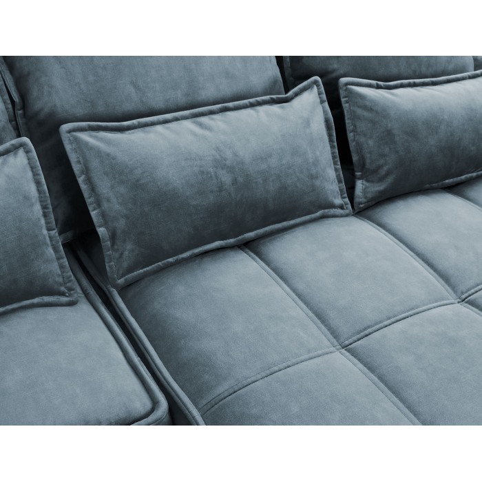 Canapé d'angle LUCAS convertible 4 places bleu clair tissu – droit – 265x196cm 