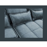 Canapé d'angle LUCAS convertible 4 places bleu clair tissu – droit – 265x196cm 