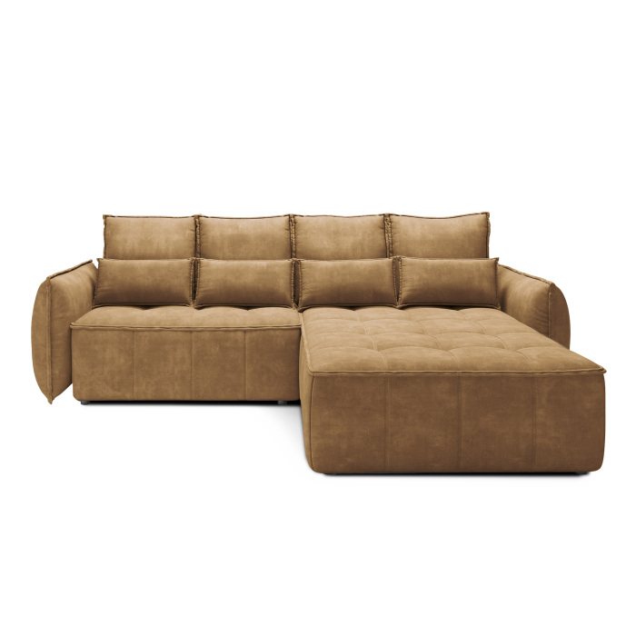 Canapé d'angle LUCAS convertible 4 places jaune tissu – droit – 265x196cm 