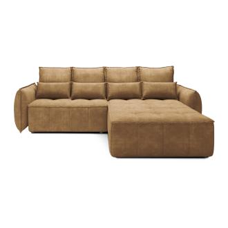 Canapé d'angle LUCAS convertible 4 places jaune tissu – droit – 265x196cm 