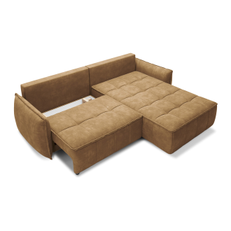 Canapé d'angle LUCAS convertible 4 places jaune tissu – droit – 265x196cm 