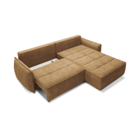 Canapé d'angle LUCAS convertible 4 places jaune tissu – droit – 265x196cm 