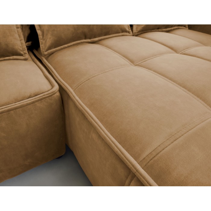Canapé d'angle LUCAS convertible 4 places jaune tissu – droit – 265x196cm 