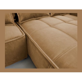 Canapé d'angle LUCAS convertible 4 places jaune tissu – droit – 265x196cm 