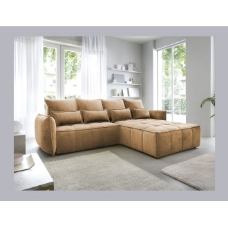 Canapé d'angle LUCAS convertible 4 places jaune tissu – droit – 265x196cm 