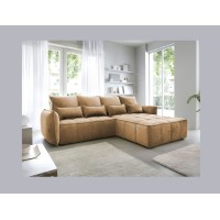 Canapé d'angle LUCAS convertible 4 places jaune tissu – droit – 265x196cm 
