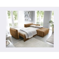 Canapé d'angle LUCAS convertible 4 places jaune tissu – droit – 265x196cm 