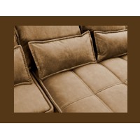 Canapé d'angle LUCAS convertible 4 places jaune tissu – droit – 265x196cm 