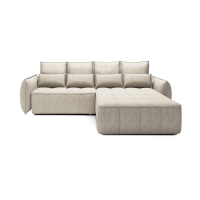 Canapé d'angle LUCAS convertible 4 places beige tissu – droit – 265x196cm 