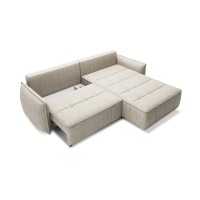 Canapé d'angle LUCAS convertible 4 places beige tissu – droit – 265x196cm 