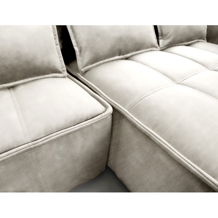 Canapé d'angle LUCAS convertible 4 places beige tissu – droit – 265x196cm 