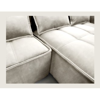 Canapé d'angle LUCAS convertible 4 places beige tissu – droit – 265x196cm 