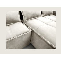 Canapé d'angle LUCAS convertible 4 places beige tissu – droit – 265x196cm 