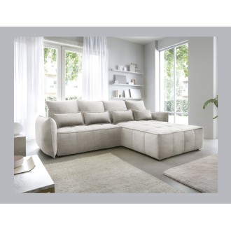 Canapé d'angle LUCAS convertible 4 places beige tissu – droit – 265x196cm 