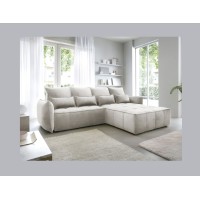 Canapé d'angle LUCAS convertible 4 places beige tissu – droit – 265x196cm 